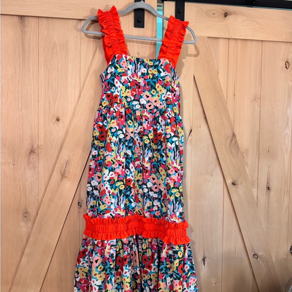 CROSBY by Mollie Burch Floral Midi Dress with Orange Accents